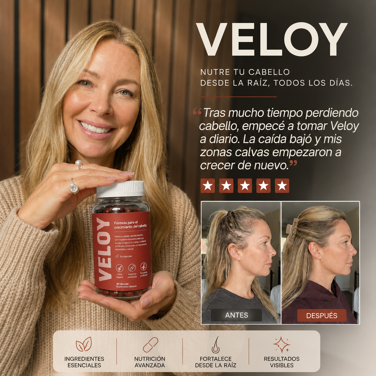 VELOY® | Fórmula para el crecimiento del cabello