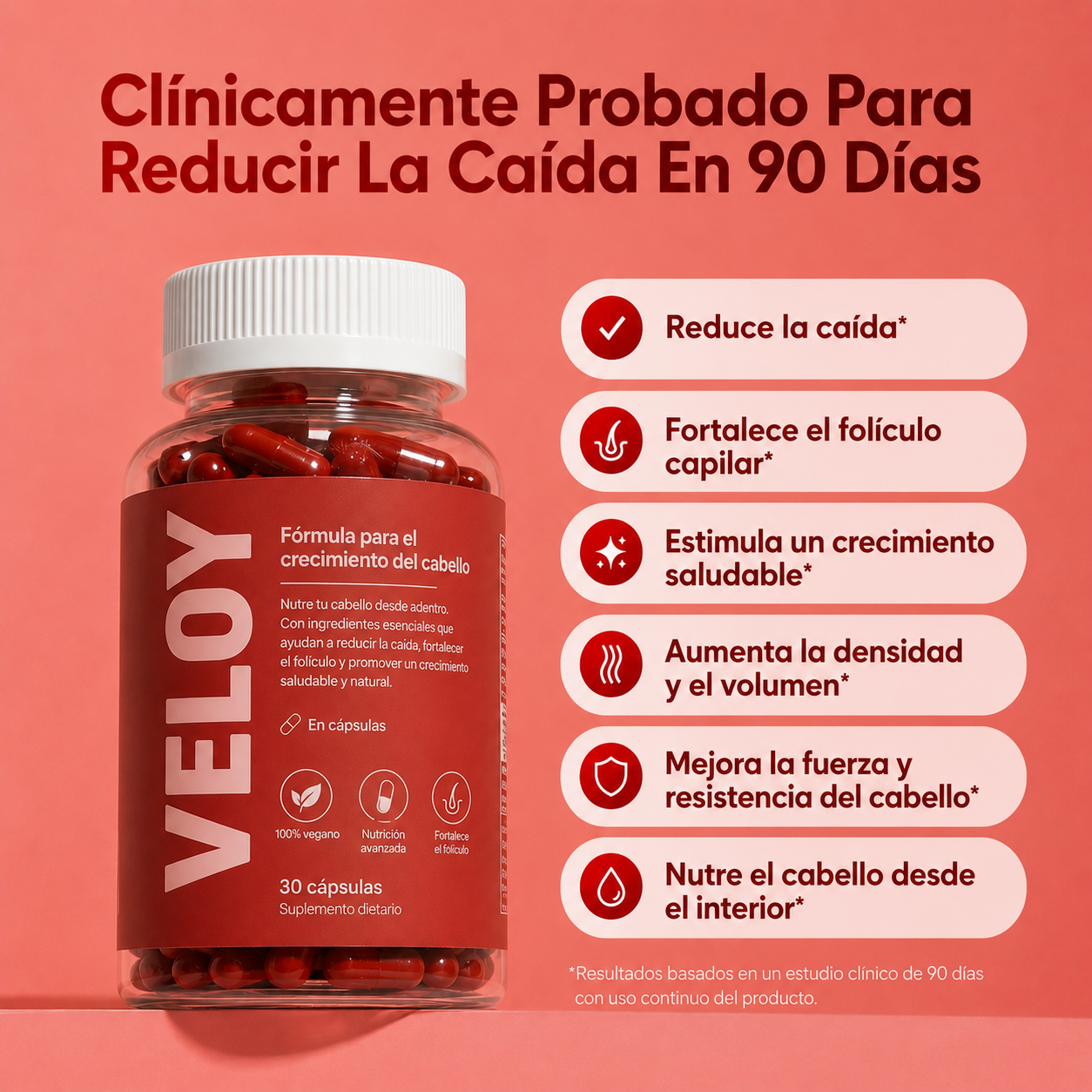 VELOY® | Fórmula para el crecimiento del cabello